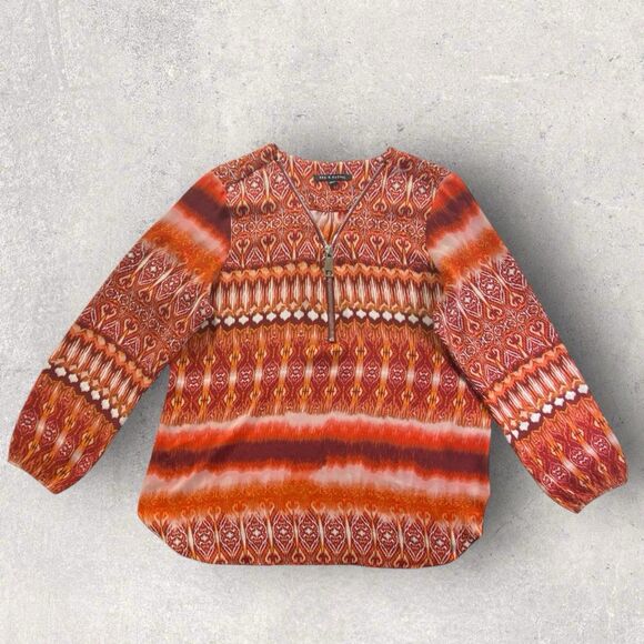 Zac & Rachel Multicolor Tunic Blouse With A Zipper Front Closure Size XL - Picture 1 of 12